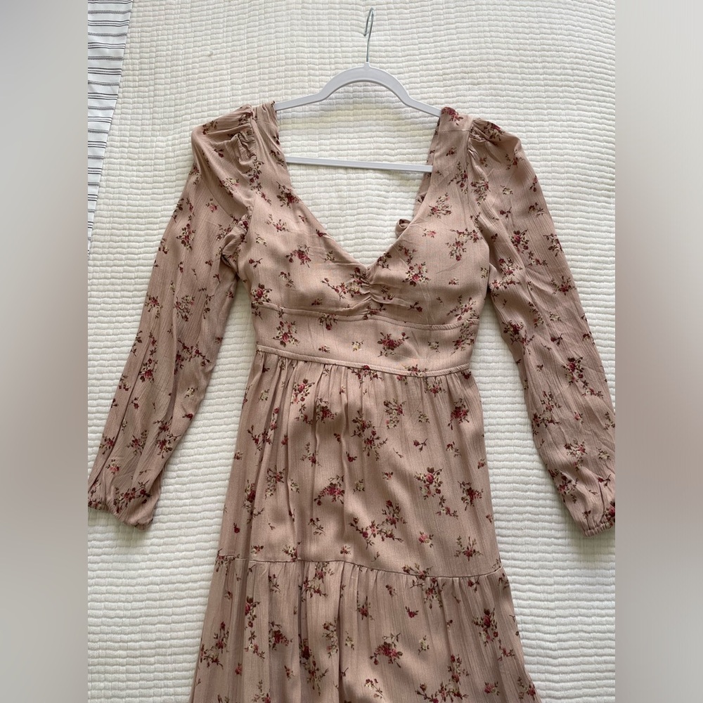 Dusty blush floral maxi dress small